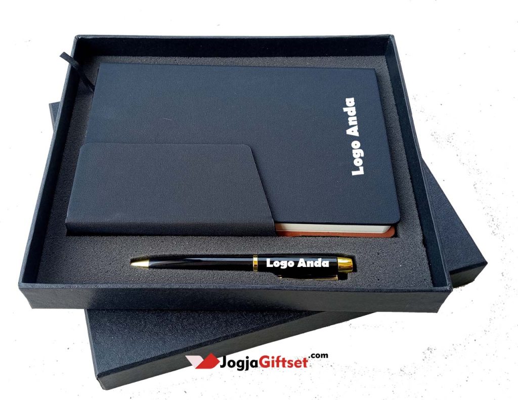 Giftset Pena Stainless dan Buku Agenda